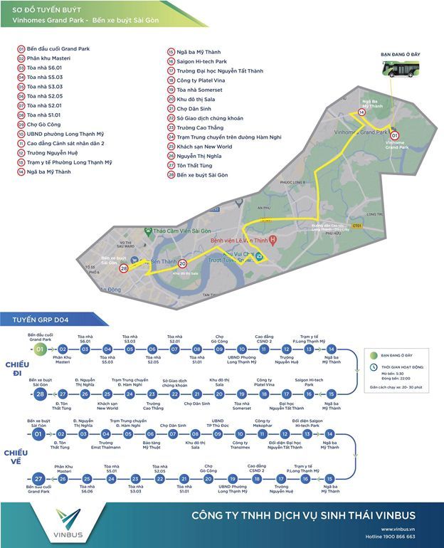 Lộ trình xe bus Vinbus