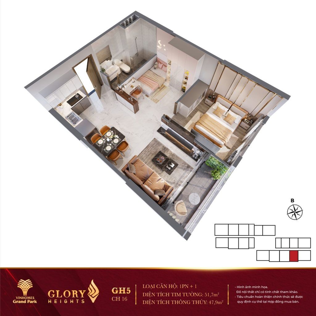 Mặt bằng căn hộ Glory Heights -4