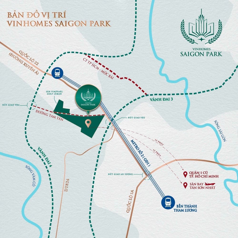 Vị trí Vinhomes Saigon Park trên bản đồ khu Tây Bắc